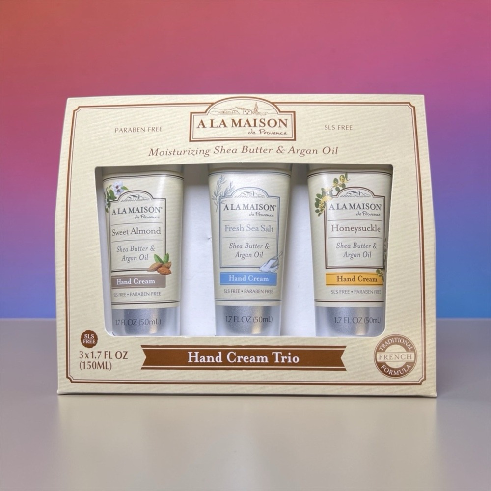 A La Maison Hand Cream Honeysuckle Sea Salt Sweet Almond 3 Pack 1.7 Oz NEW